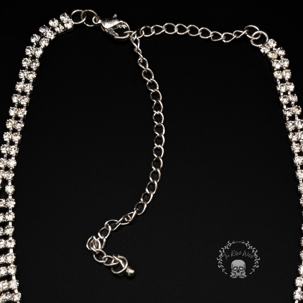Large Teardrop Crystal Rhinestone Necklace - Wedding Bridal Prom Costume Bling - Picture 5 of 5